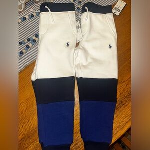 NWT Kids Polo Ralph Lauren White, Black, and Blue Joggers Size 5